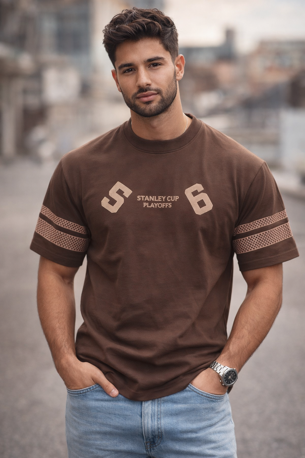 Men’s Dark Brown XLVII Champion 56 Printed T-Shirt