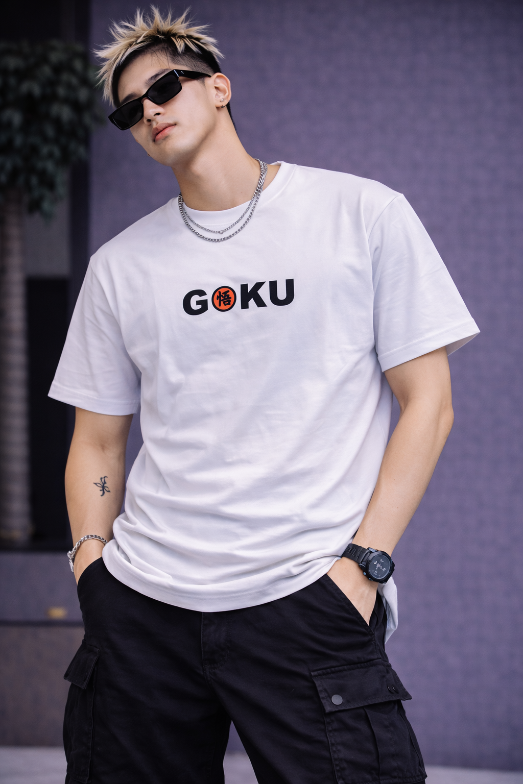 Men’s White Son Goku Dragon Ball Anime Graphic T-Shirt