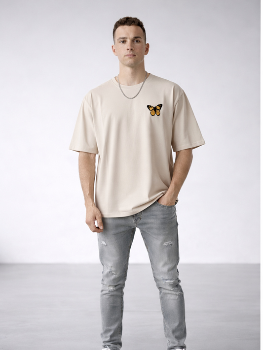 Men’s Beige Oversized “Grow The Game” Butterfly Graphic Printed T-S...