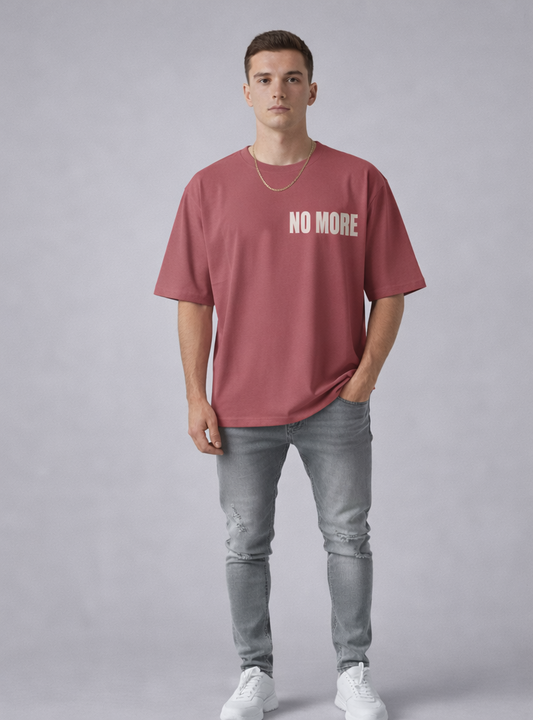 Men's Maroon Oversized Graphic T-Shirt with "No More Excuses" Bold Typ