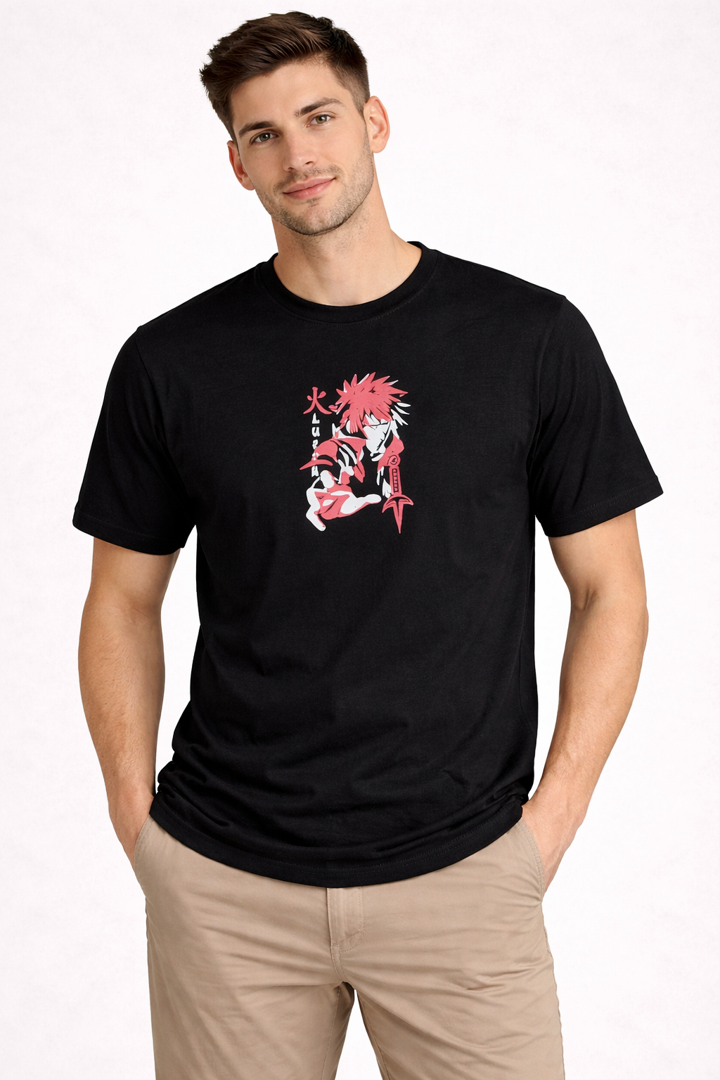 Men’s Black Anime Graphic Printed T-Shirt