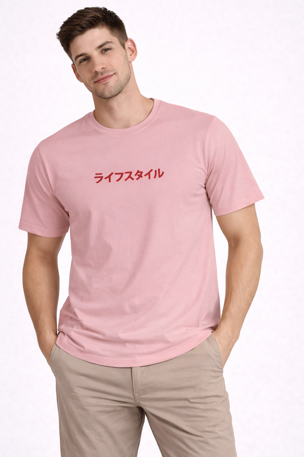 Men’s Pink Anime Graphic Printed T-Shirt