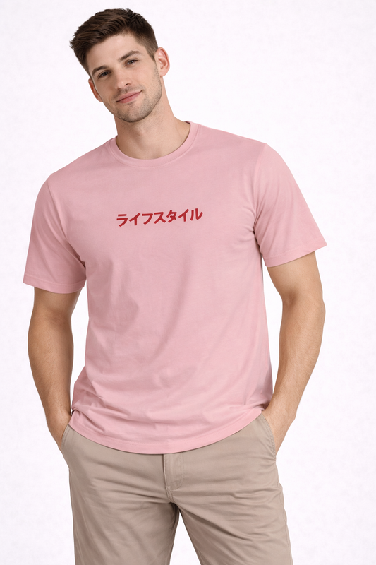 Men’s Pink Anime Graphic Printed T-Shirt