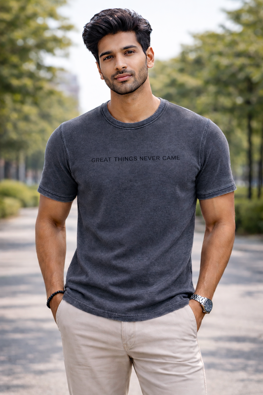 Men’s Charcoal Grey Minimal Typography T-Shirt