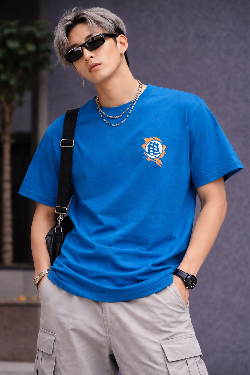 Men’s Blue Goku Saiyan Spirit Anime Graphic T-Shirt