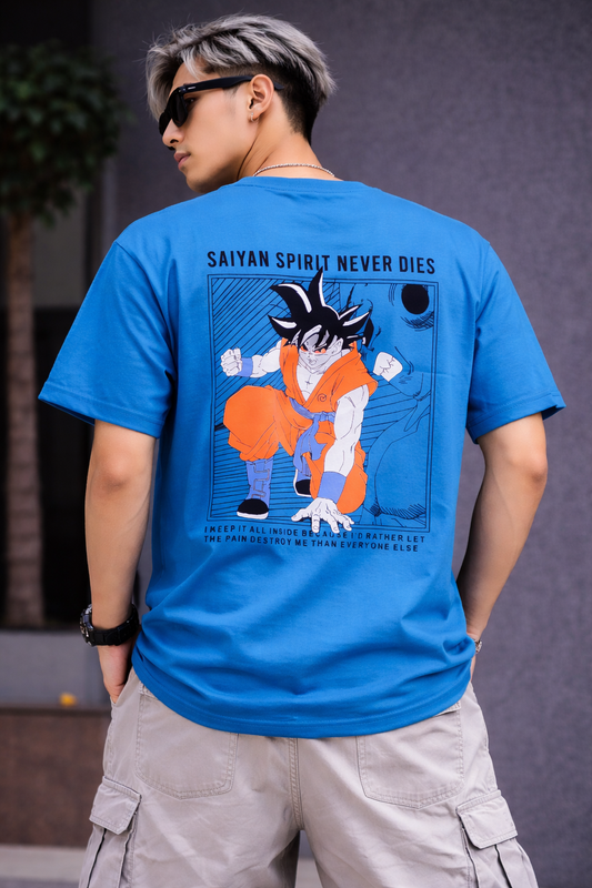 Men’s Blue Goku Saiyan Spirit Anime Graphic T-Shirt