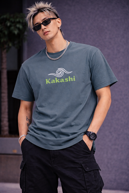 Men’s Steel Grey Kakashi Hatake Anime Graphic T-Shirt