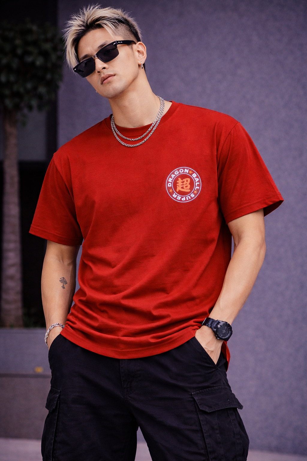 Men’s Red Goku Dragon Ball Anime Graphic T-Shirt