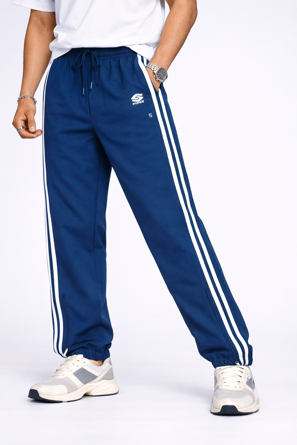 Men’s Royal Blue Striped Sports Track Pants