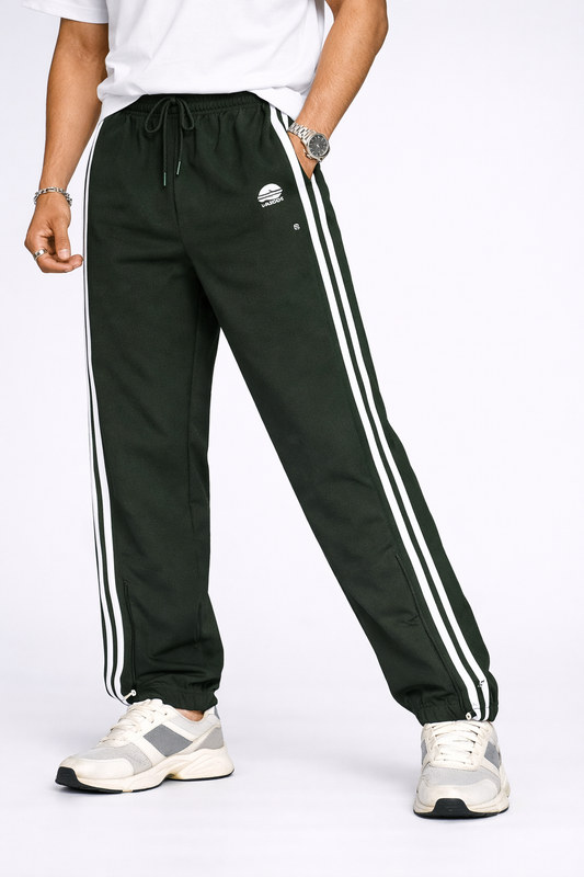 Men’s Dark Green Striped Sports Track Pants