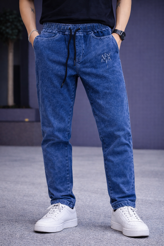 Men’s Classic Blue Washed Denim Jogger Jeans