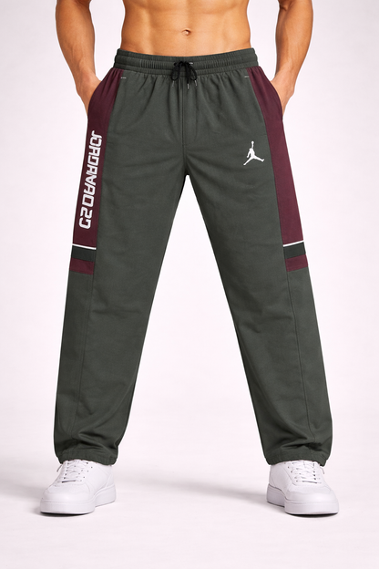 Men’s Olive Green & Maroon JORDANAIR23 Printed Track Pants