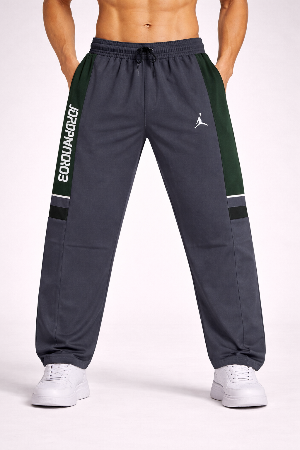Men’s Charcoal Grey & Forest Green JORDANAIR23 Printed Track Pants